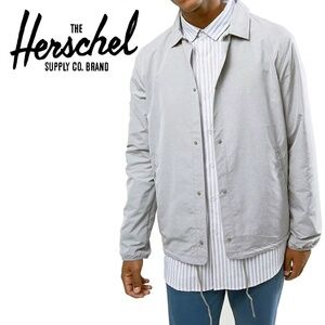 HERSCHEL Supply Co Voyage Coach Jacket Packabe Light Gray Crosshatch Stitch